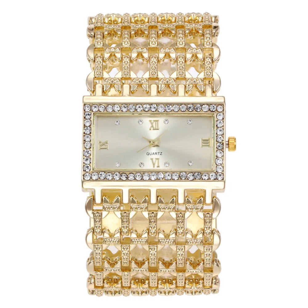 Moda de luxo relógios femininos brilhando dial design qualidades senhoras quartzo relógios pulso diamante quadrado feminino liga pulseira relógio