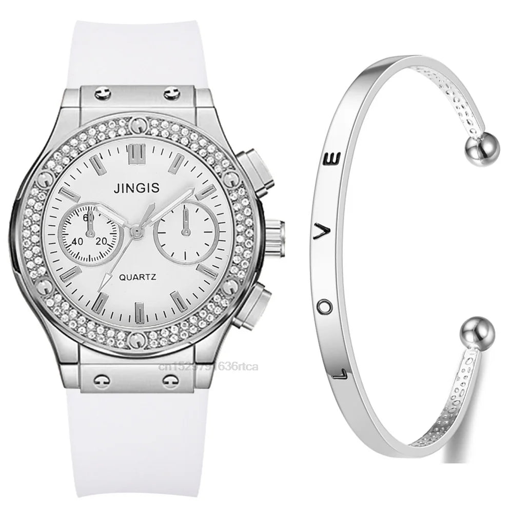 Moda 2022 Relógios Mulher Borracha Luxuosa Marca Casual Diamante Feminino Relogio Feminino Relogio Esportivo Simples