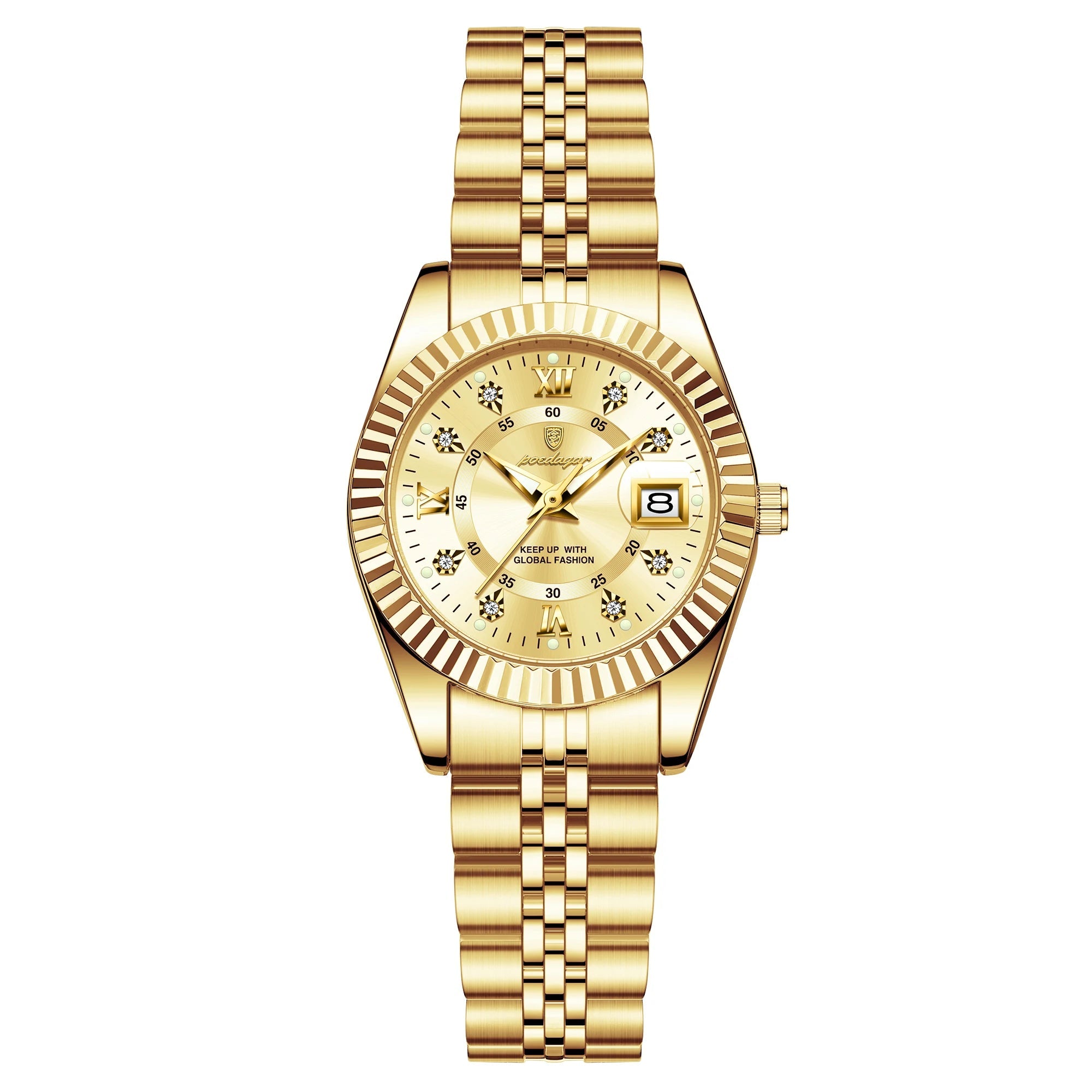 Poedagar luxo elegante relógio para mulher à prova dwaterproof água luminosa data senhoras relógio de aço inoxidável quartzo relógios femininos menina reloj