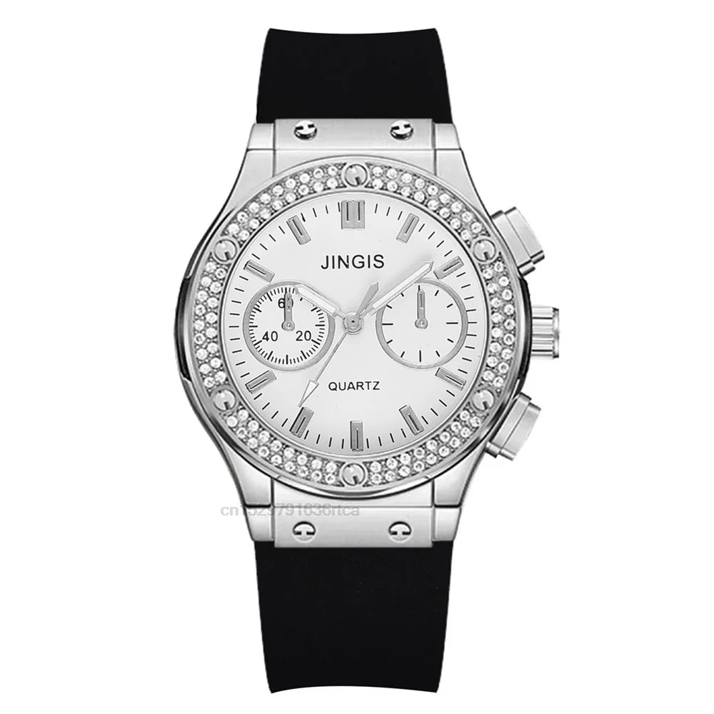 Moda 2022 Relógios Mulher Borracha Luxuosa Marca Casual Diamante Feminino Relogio Feminino Relogio Esportivo Simples