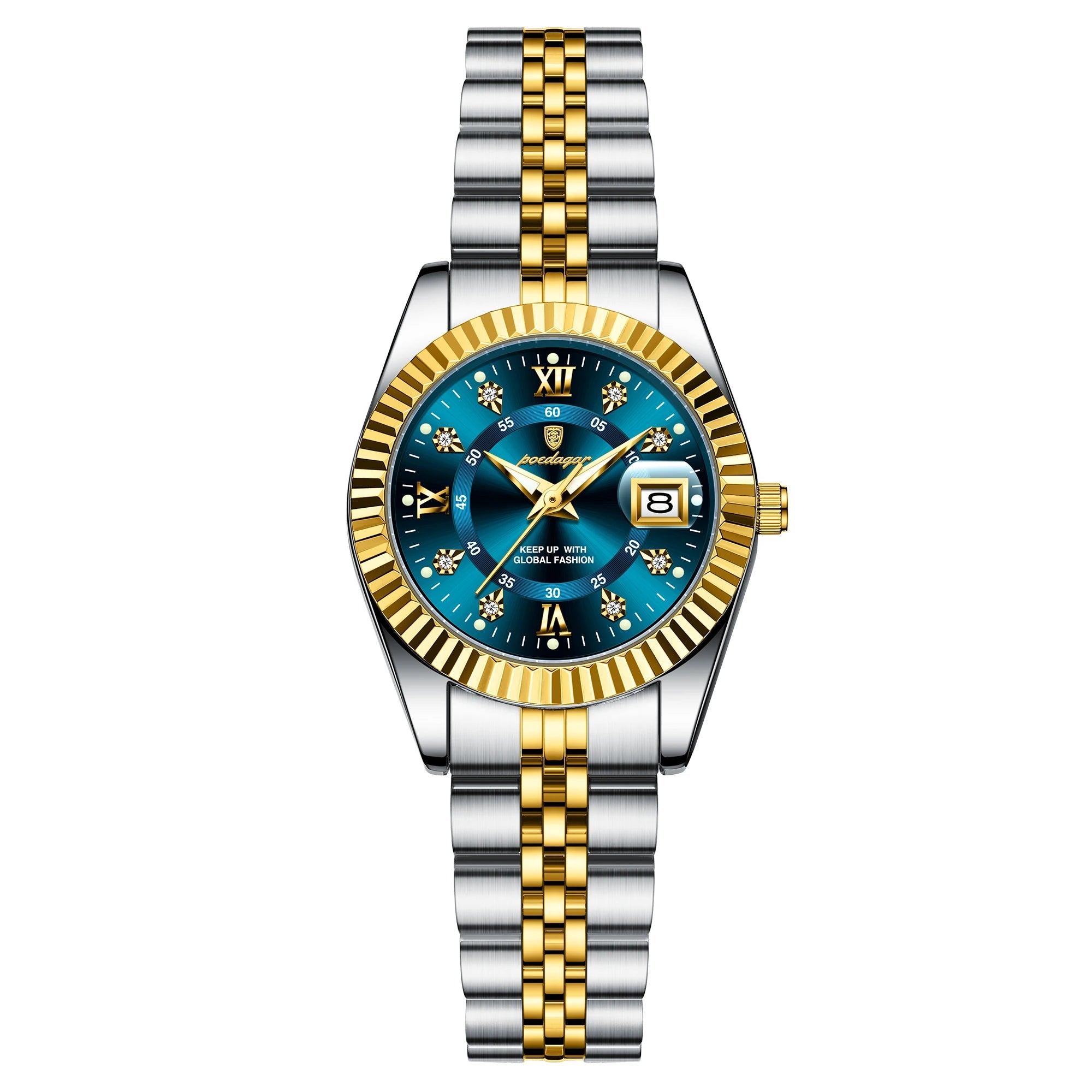 Poedagar luxo elegante relógio para mulher à prova dwaterproof água luminosa data senhoras relógio de aço inoxidável quartzo relógios femininos menina reloj