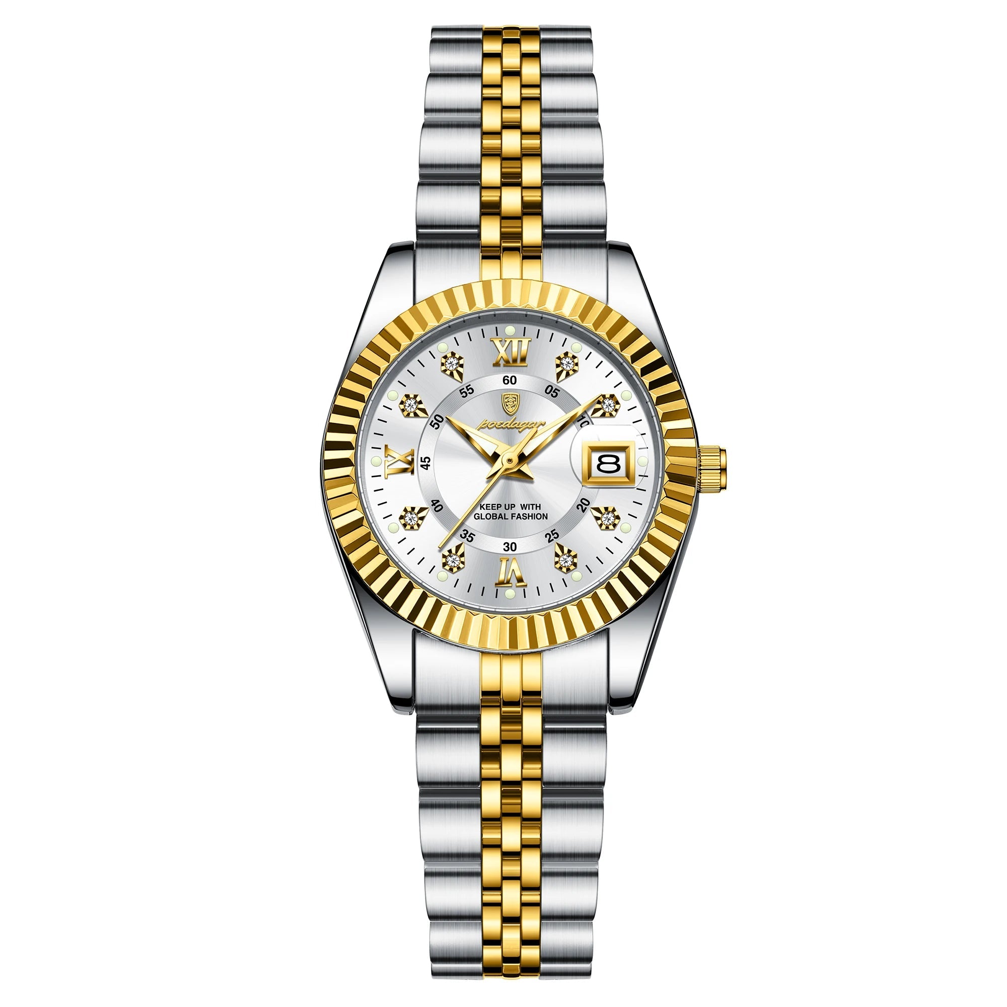 Poedagar luxo elegante relógio para mulher à prova dwaterproof água luminosa data senhoras relógio de aço inoxidável quartzo relógios femininos menina reloj