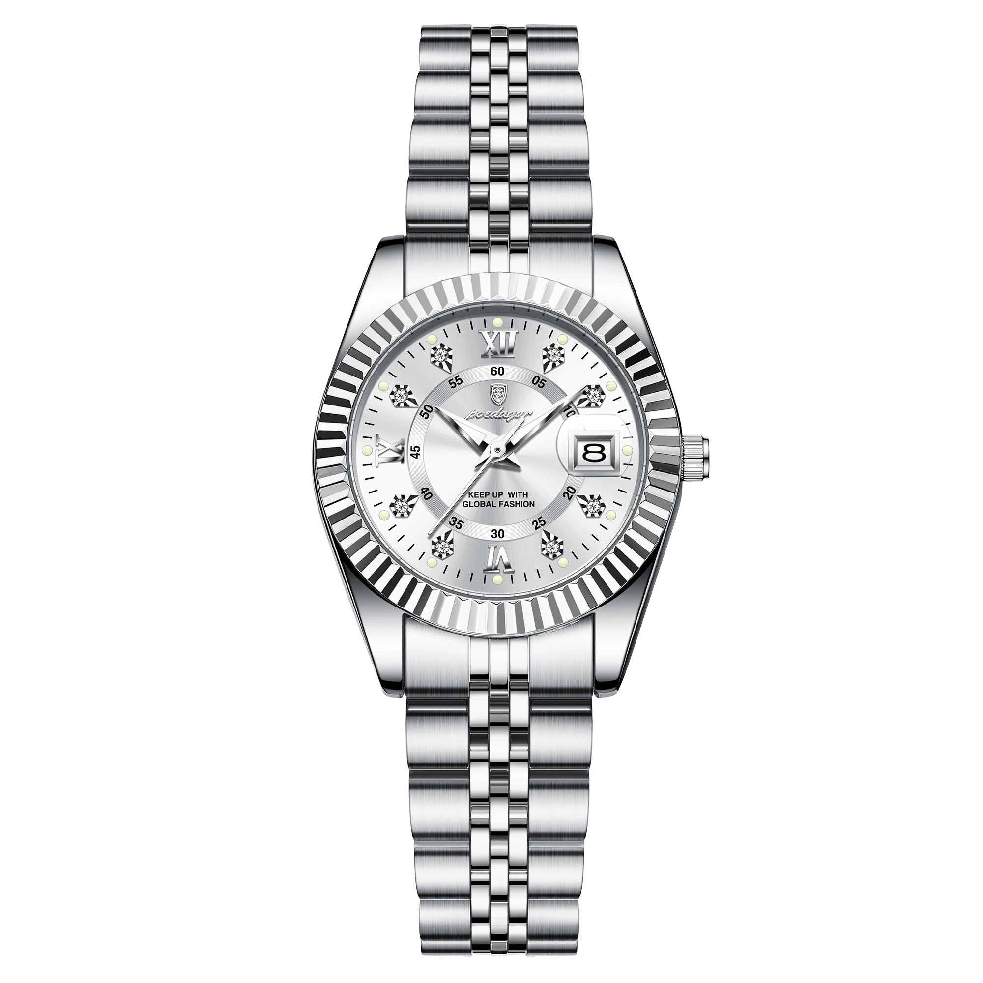 Poedagar luxo elegante relógio para mulher à prova dwaterproof água luminosa data senhoras relógio de aço inoxidável quartzo relógios femininos menina reloj