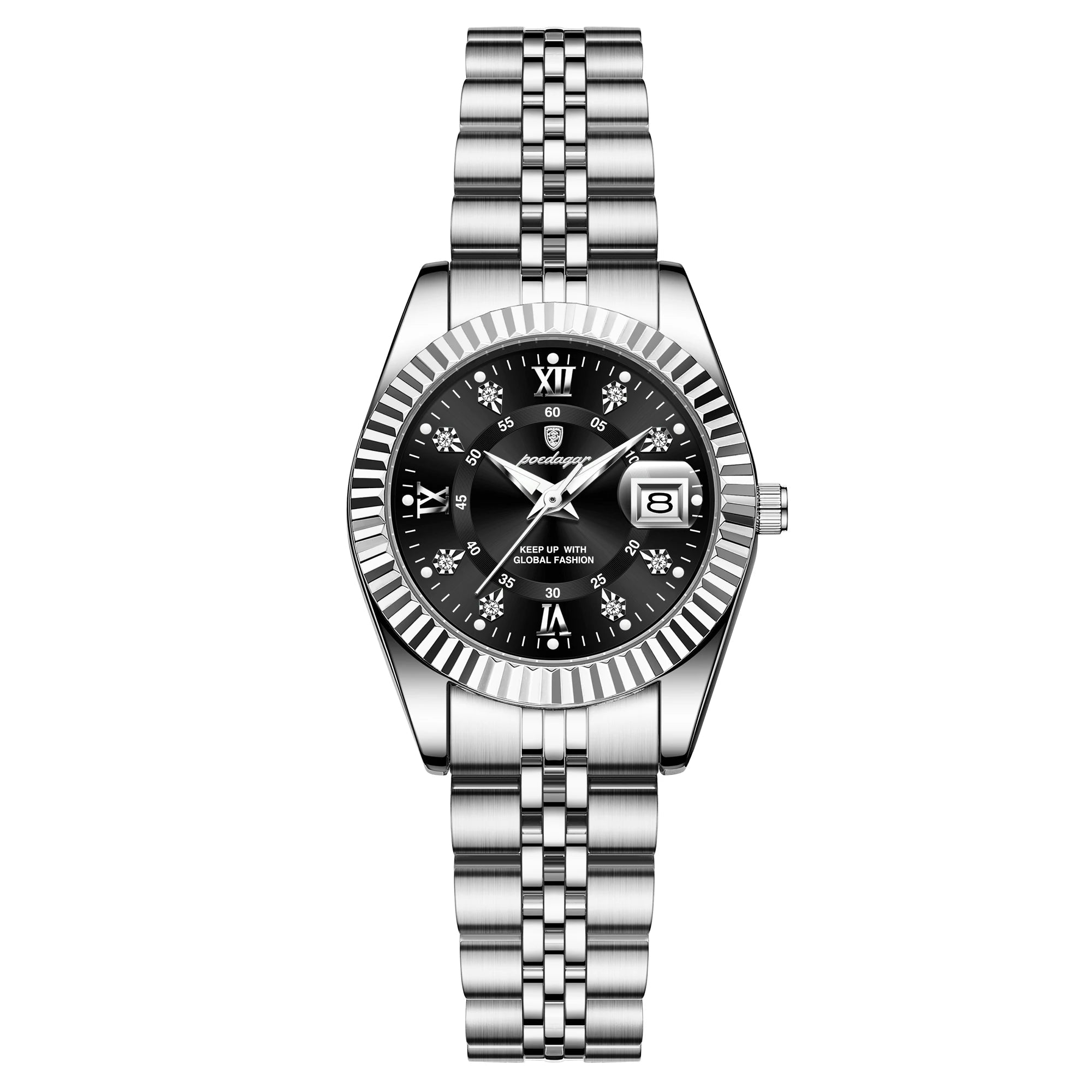 Poedagar luxo elegante relógio para mulher à prova dwaterproof água luminosa data senhoras relógio de aço inoxidável quartzo relógios femininos menina reloj