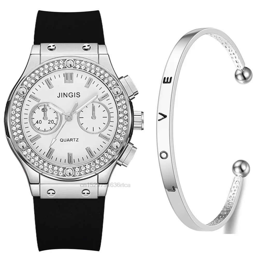 Moda 2022 Relógios Mulher Borracha Luxuosa Marca Casual Diamante Feminino Relogio Feminino Relogio Esportivo Simples