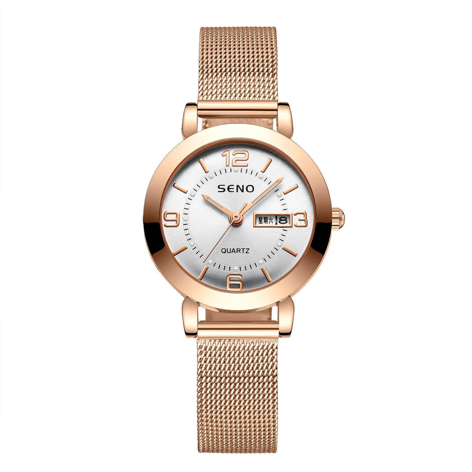 UTHAI H55 Relógio de quartzo feminino moda relógio de dígitos grandes luz luxo pulseira de aço inoxidável calendário à prova d'água presente luminoso