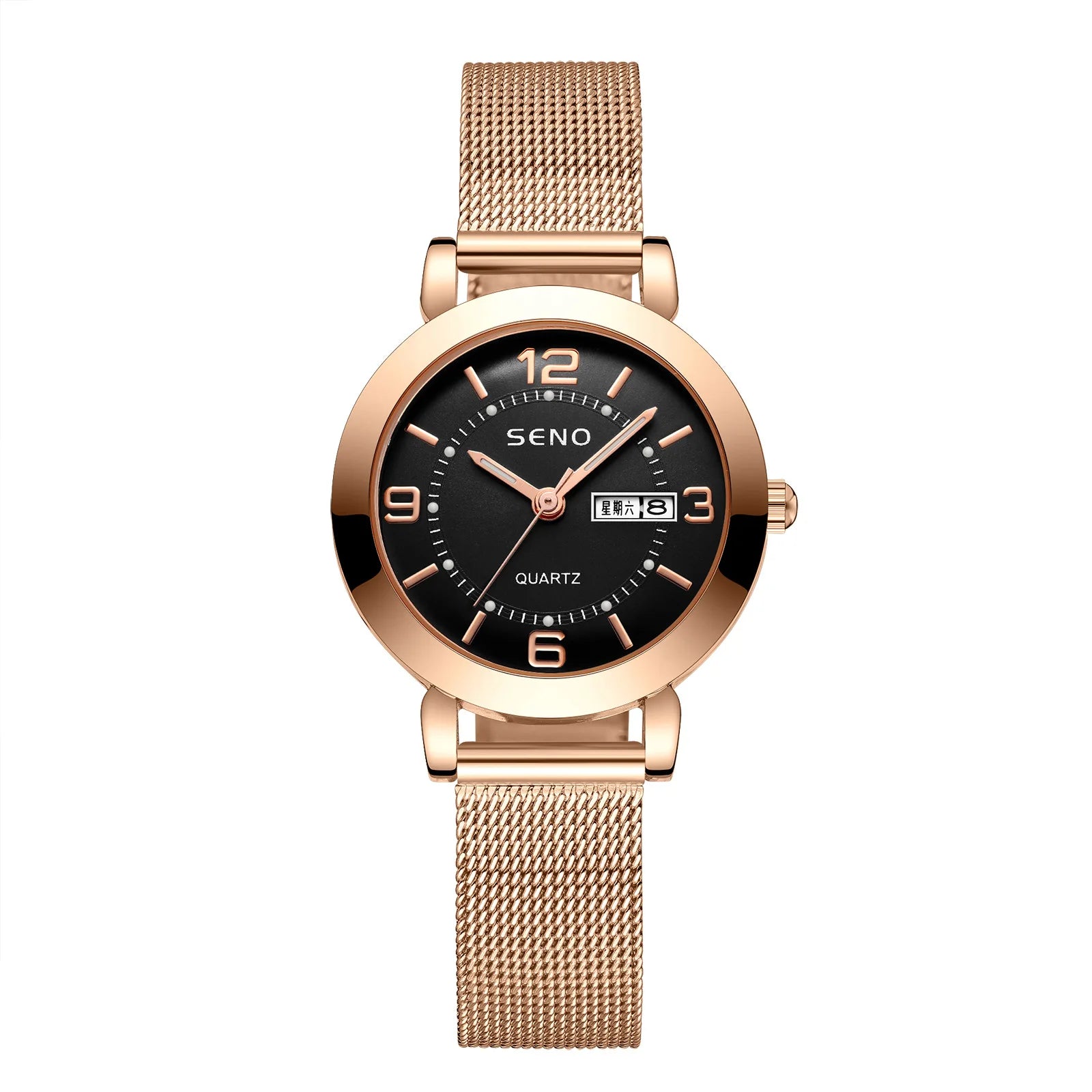 UTHAI H55 Relógio de quartzo feminino moda relógio de dígitos grandes luz luxo pulseira de aço inoxidável calendário à prova d'água presente luminoso