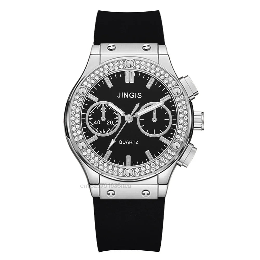 Moda 2022 Relógios Mulher Borracha Luxuosa Marca Casual Diamante Feminino Relogio Feminino Relogio Esportivo Simples