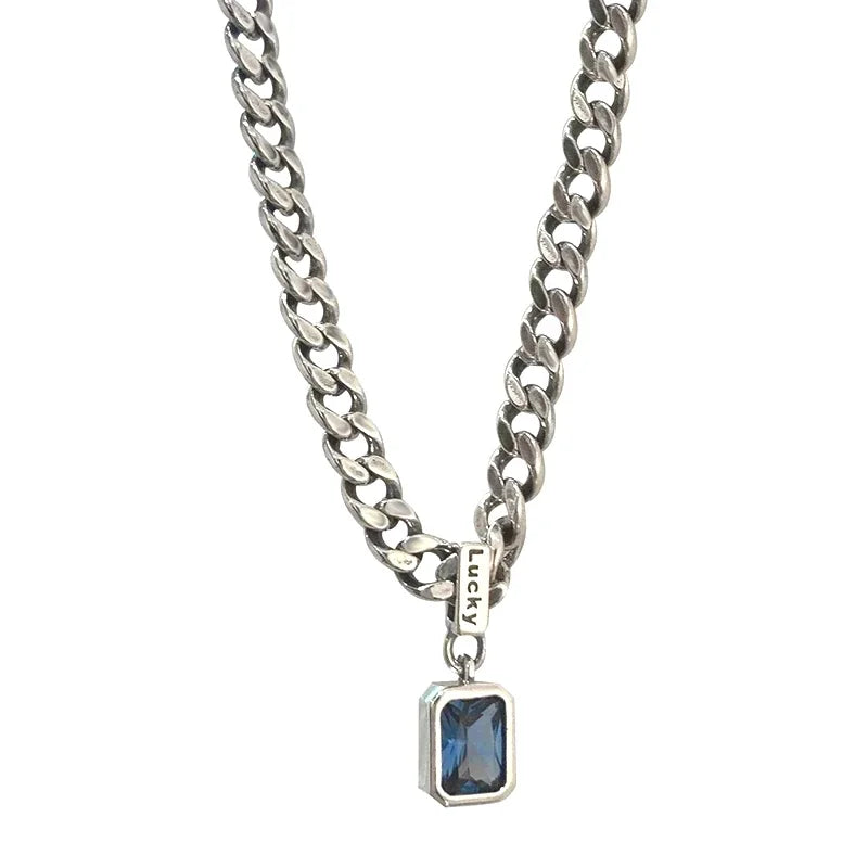 Personalidade quadrado azul zircônia colar tipo cubano gargantilha combinando festa moda requintado jóias femininas