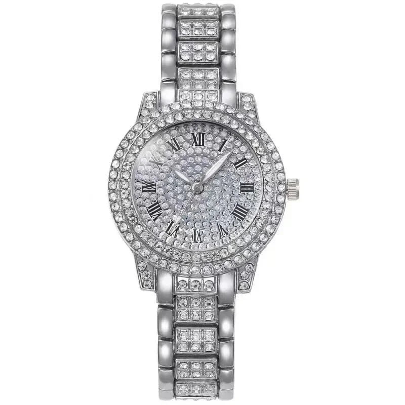 Mulheres de luxo brilhante pulseira relógios fino zircão mecânico senhora relógios de pulso moda dobrável relógios fivela reloj mujer