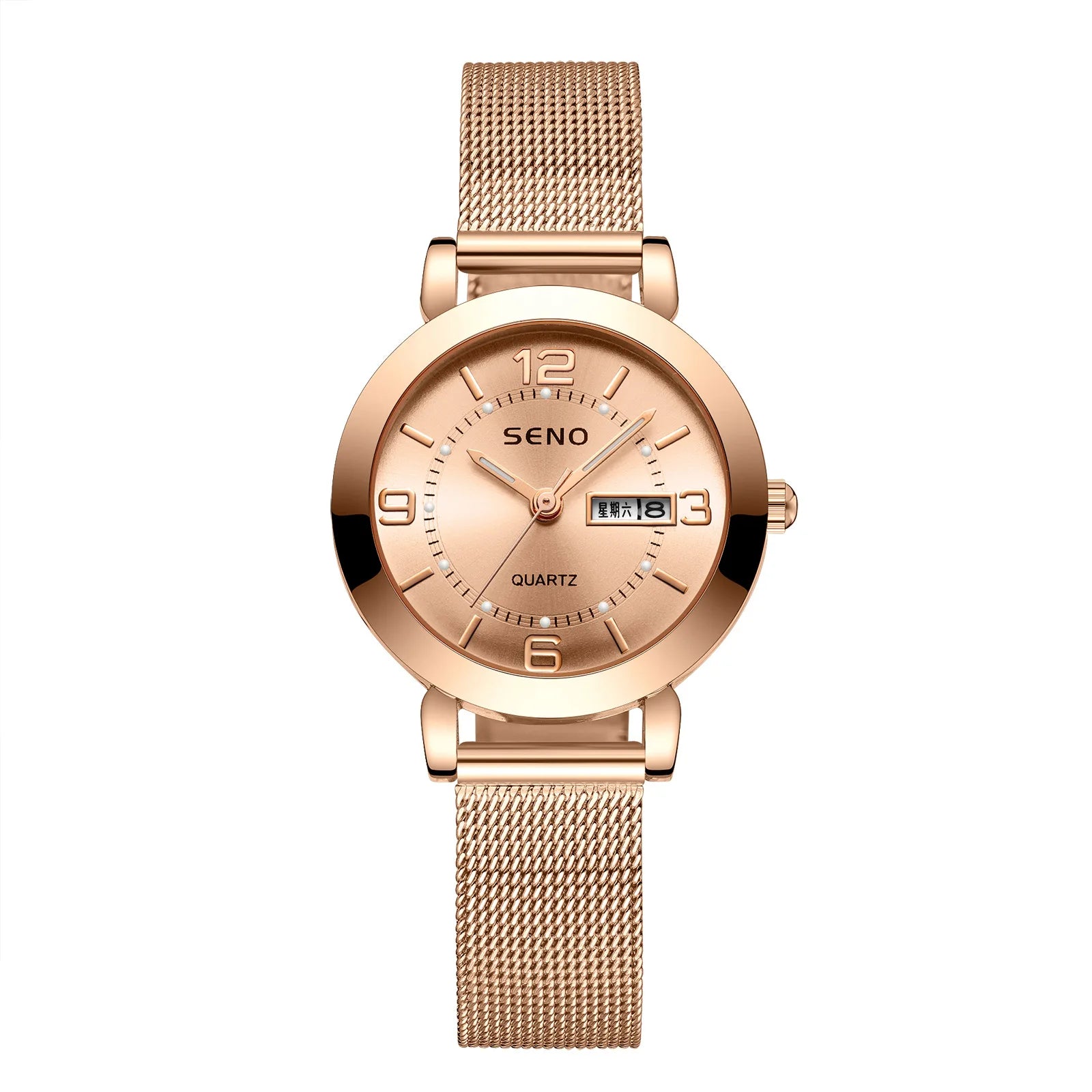 UTHAI H55 Relógio de quartzo feminino moda relógio de dígitos grandes luz luxo pulseira de aço inoxidável calendário à prova d'água presente luminoso