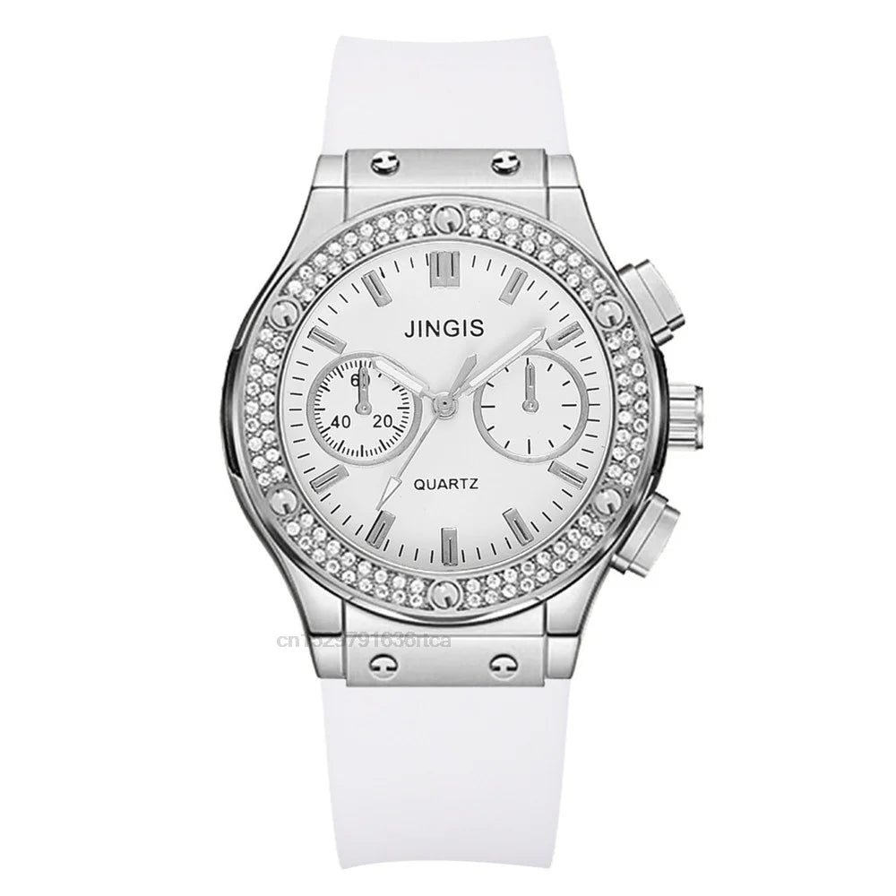 Moda 2022 Relógios Mulher Borracha Luxuosa Marca Casual Diamante Feminino Relogio Feminino Relogio Esportivo Simples