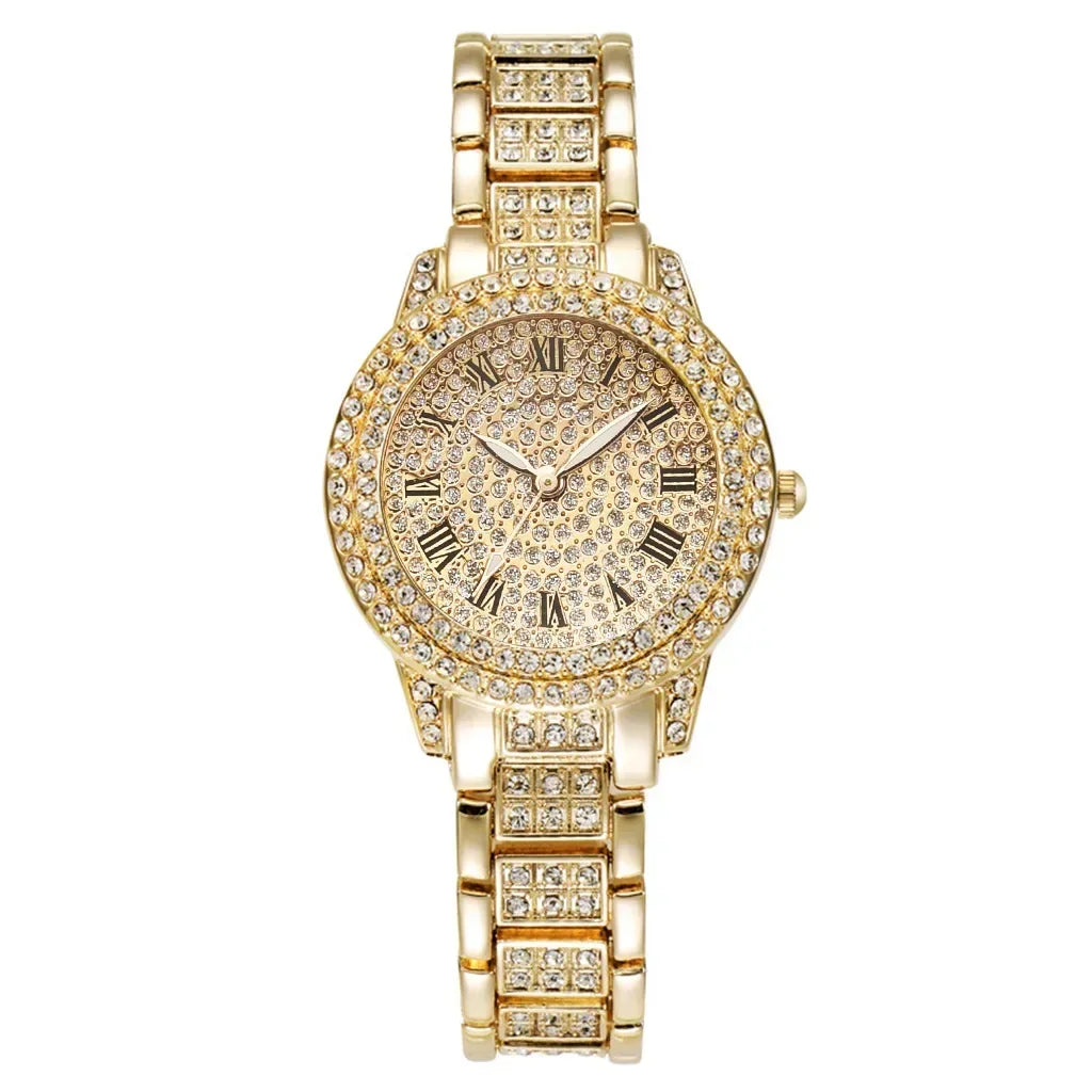 Mulheres de luxo brilhante pulseira relógios fino zircão mecânico senhora relógios de pulso moda dobrável relógios fivela reloj mujer