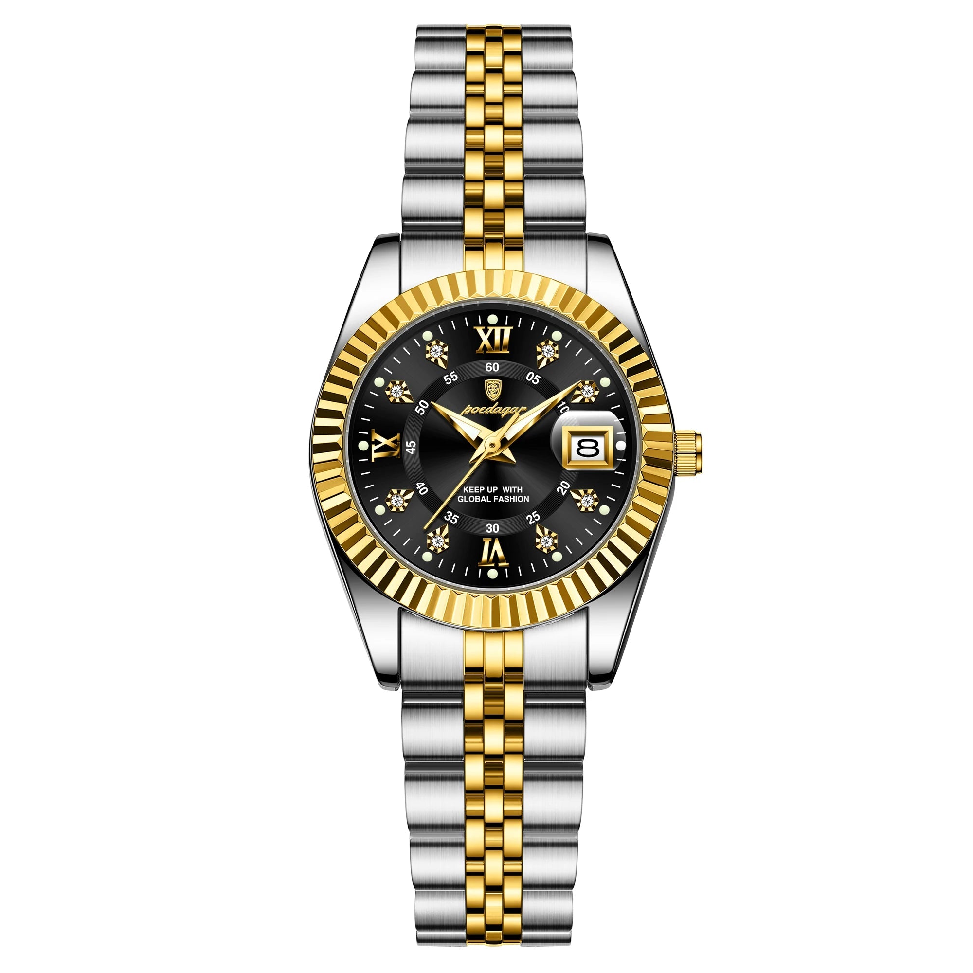 Poedagar luxo elegante relógio para mulher à prova dwaterproof água luminosa data senhoras relógio de aço inoxidável quartzo relógios femininos menina reloj