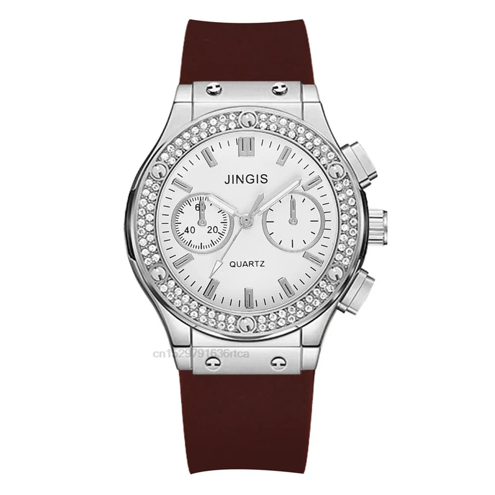 Moda 2022 Relógios Mulher Borracha Luxuosa Marca Casual Diamante Feminino Relogio Feminino Relogio Esportivo Simples