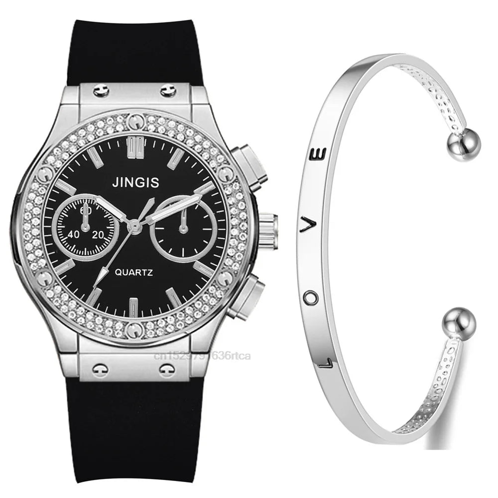 Moda 2022 Relógios Mulher Borracha Luxuosa Marca Casual Diamante Feminino Relogio Feminino Relogio Esportivo Simples