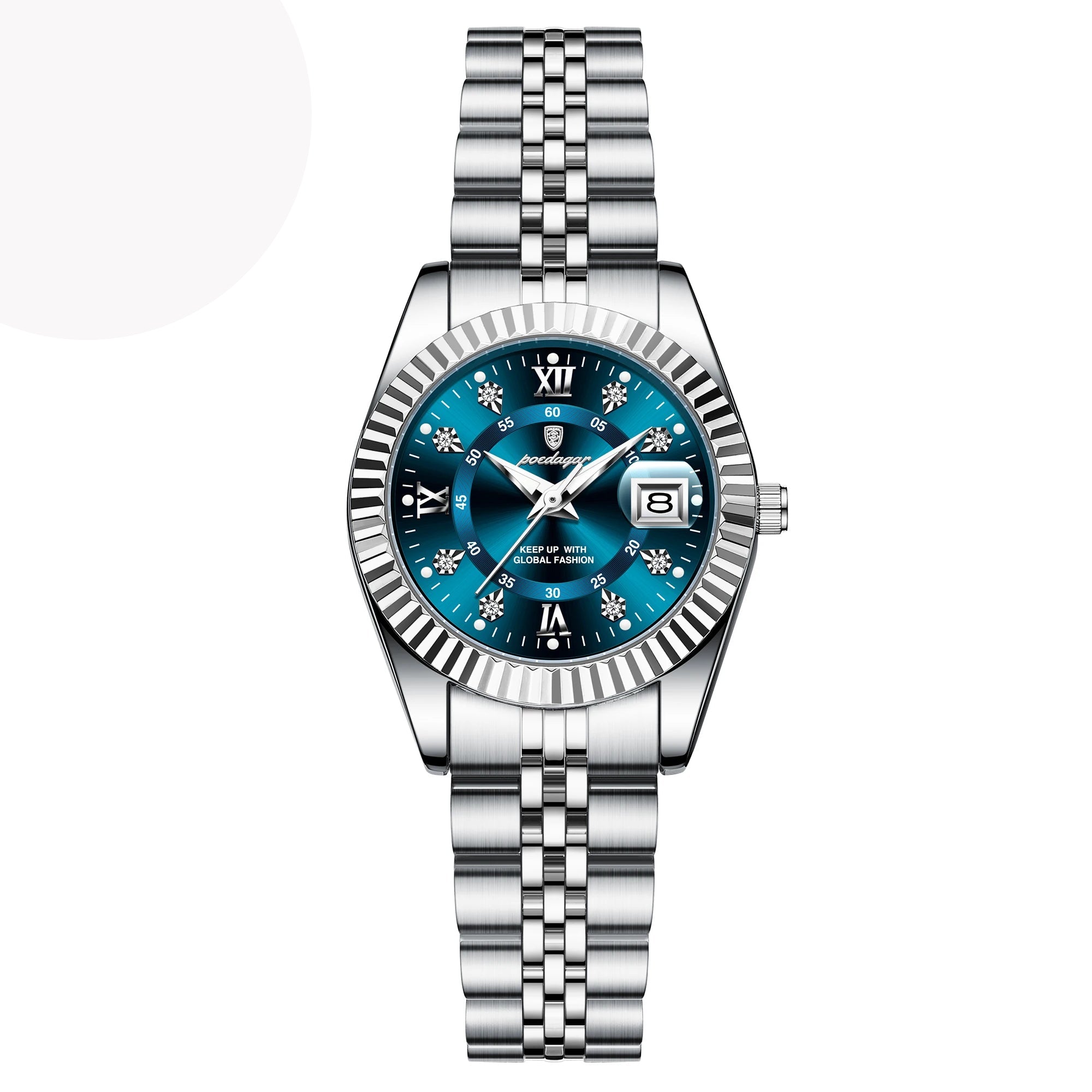 Poedagar luxo elegante relógio para mulher à prova dwaterproof água luminosa data senhoras relógio de aço inoxidável quartzo relógios femininos menina reloj